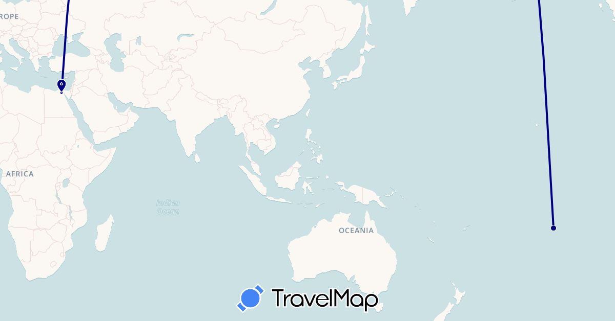 TravelMap itinerary: driving in Egypt, France (Africa, Europe)